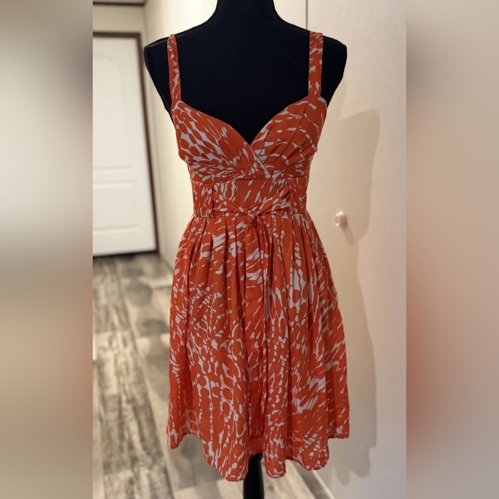Sleeveless Orange Print Sundress